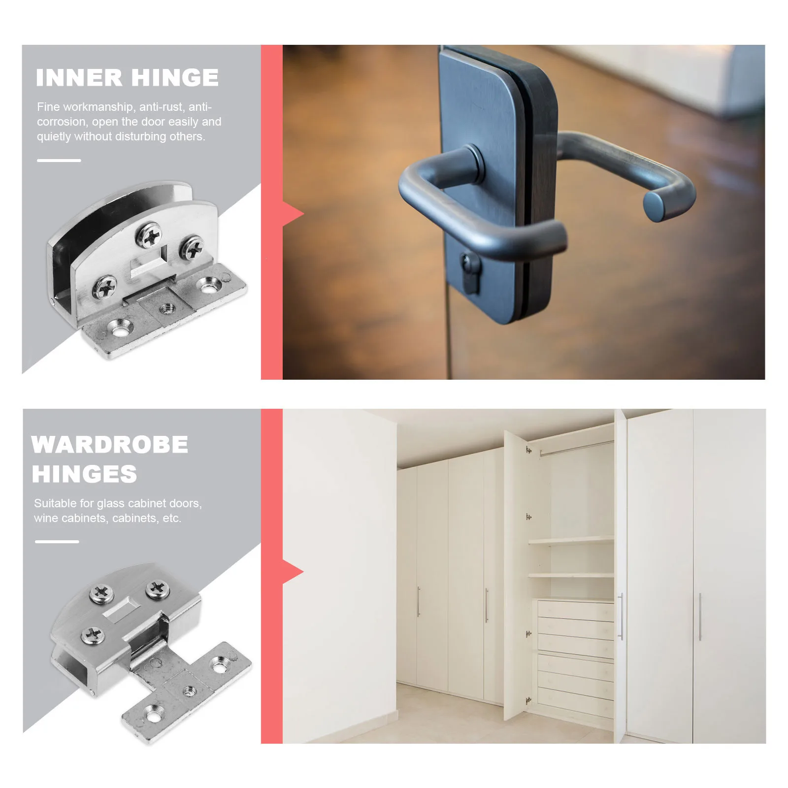 

2Pcs Glass Hinge Zinc Alloy Durable Door Hinge Rust Proof Cabinet Door Lock Child Safety Glass Cabinet Clamp Multifunctional