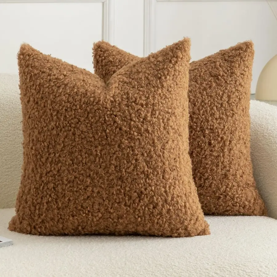 

Набор из 2-х чехлов для декоративных подушек из кудрявого искусственного меха Тедди, пушистые, мягкие, из шерпы, под овчину, флисовые