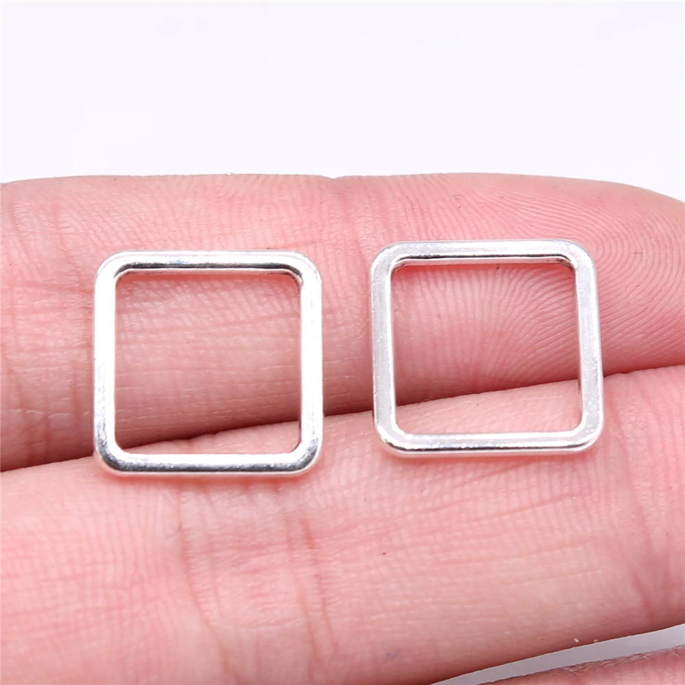 

Wholesale 200pcs/bag 15x15mm Square Geometry Charms For DIY Jewelry Making Antique Silver Color Charms Jewelry Findings