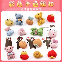 6PCS Animal Children Cartoon Baby Lovely Resin Buttons For Clothing Kid Cardigan Coat Sweater DIY Sewing Needlework Wooden