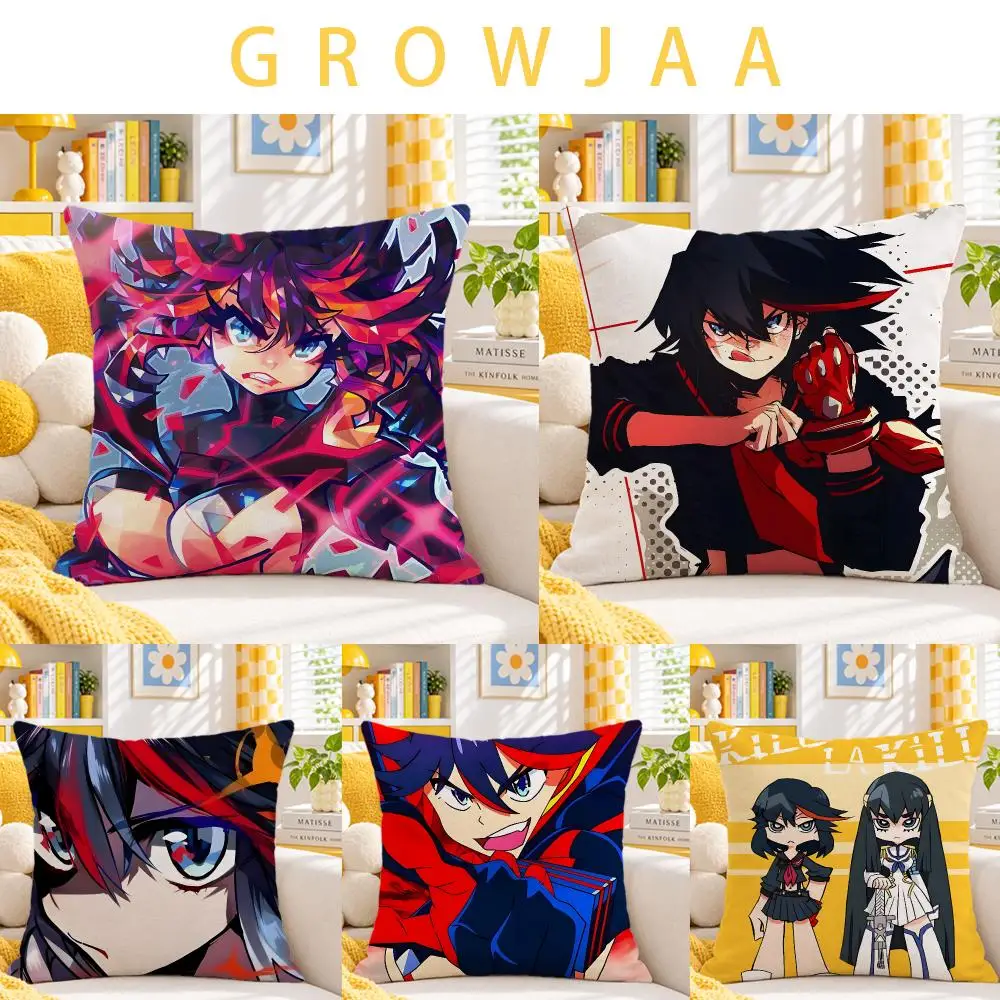 anime KILL la KILL Cushion Cover Throw Pillow Short Plush Fresh Bright Cushion for Bedroom Sofa Ornament Present Gift