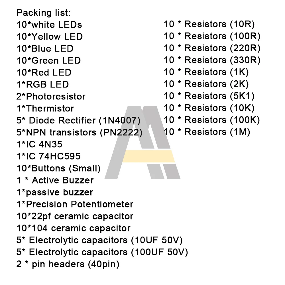 830 Hole LED Buzzer Capacitor Resistor for Arduino Electronic Components Basic Starter DIY Kits more than 200 pcs components