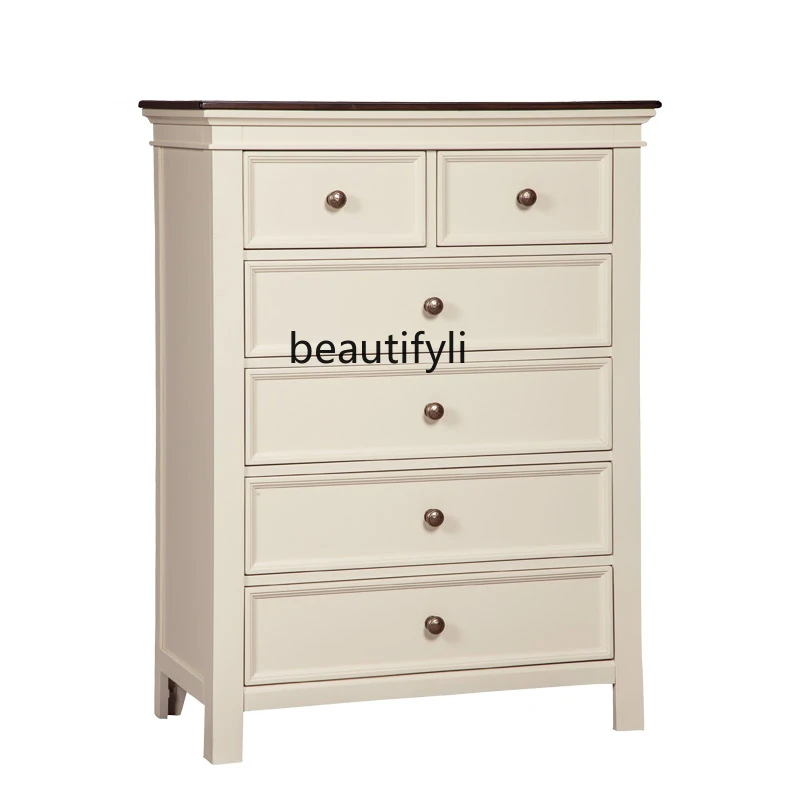 

American Style Chest of Drawers Small Apartment Locker Retro Bedroom Six Drawer Chest of Drawers Storage Cabinet