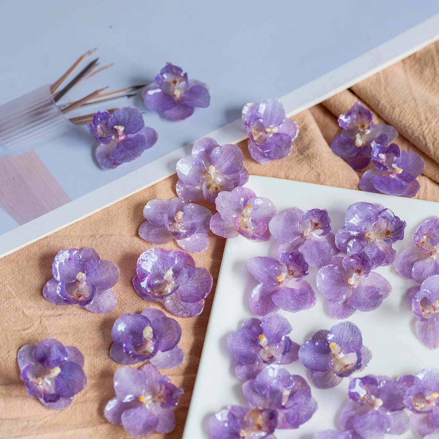 4 قطع الأرجواني فراشة السحلية زهرة حقيقية بالتنقيط هلام المجففة زهرة DIY أقراط الزفاف إكليل سوار المواد حفل زفاف ديكور