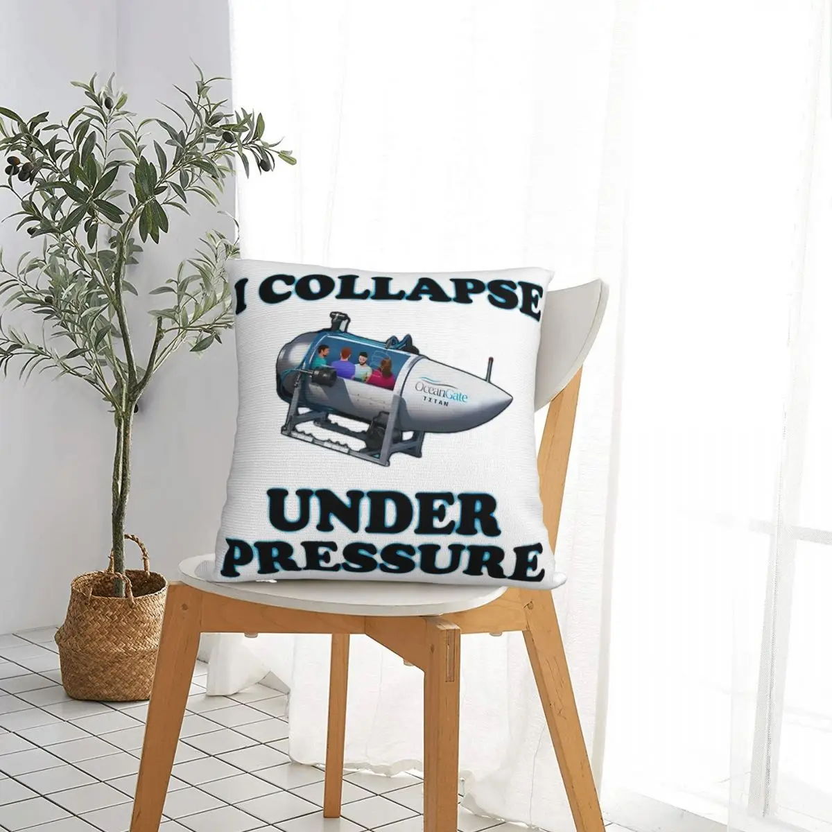 I Collapse Under Pressure Oceangate Pillowcase Polyester Cushion Cover Gift Pillow Case Cover Home Zippered 40*40cm