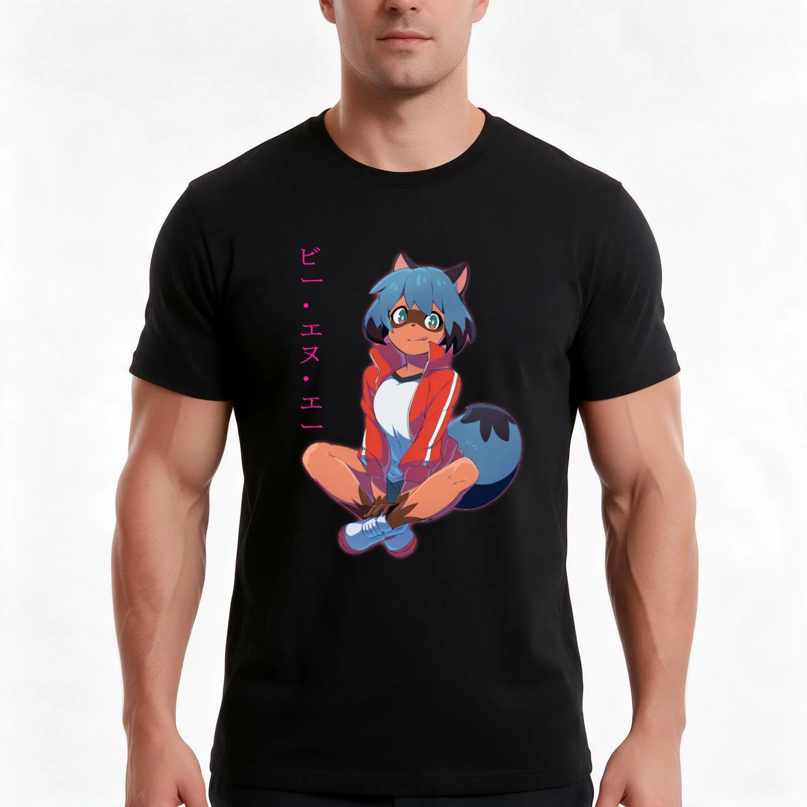 BNA Michiru Kagemori T-Shirt, Summer Casual Cotton Tee, Oversized Streetwear Tops, Vintage Graphic Print, Loose Fit Short Sleeve