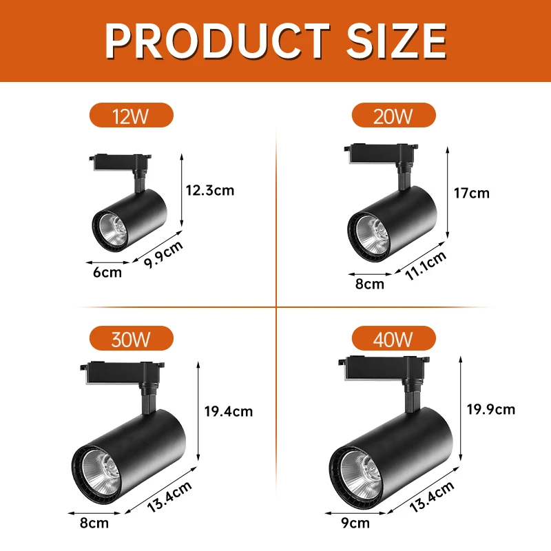 Led Track Light  Whole Set Ceiling Track Lamp Sistema de iluminación Led COB para tienda de ropa, lampara riel, luz escalera, lámpara de techo para sala de estar y hogar,led escalera,  220V, 20/30/40W