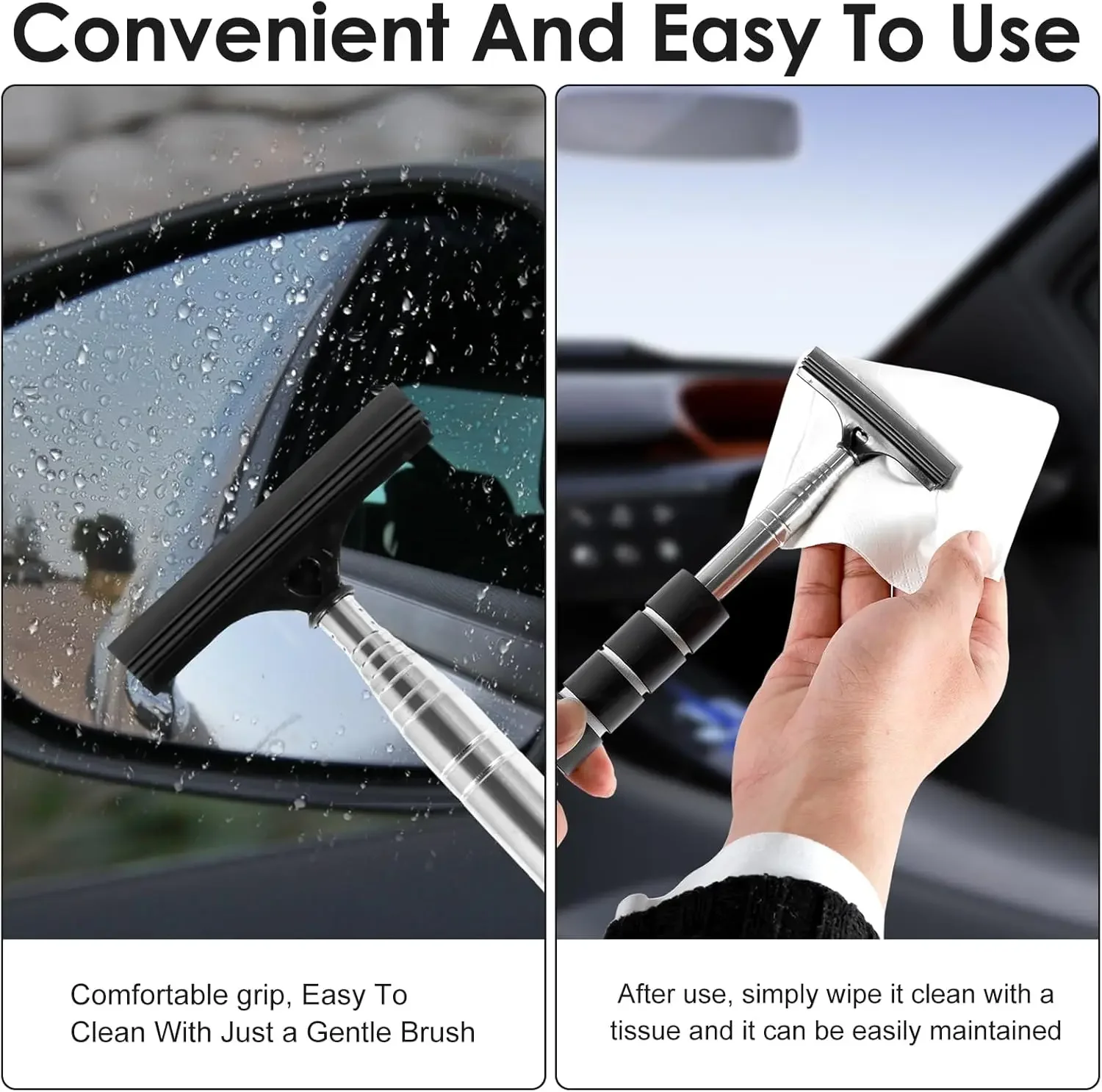 Rearview Mirror Windscreen Wiper Retractable Portable Rubber Squeegee Cleaning Tools Parts Car Rain Remover For Auto Accessories view 3