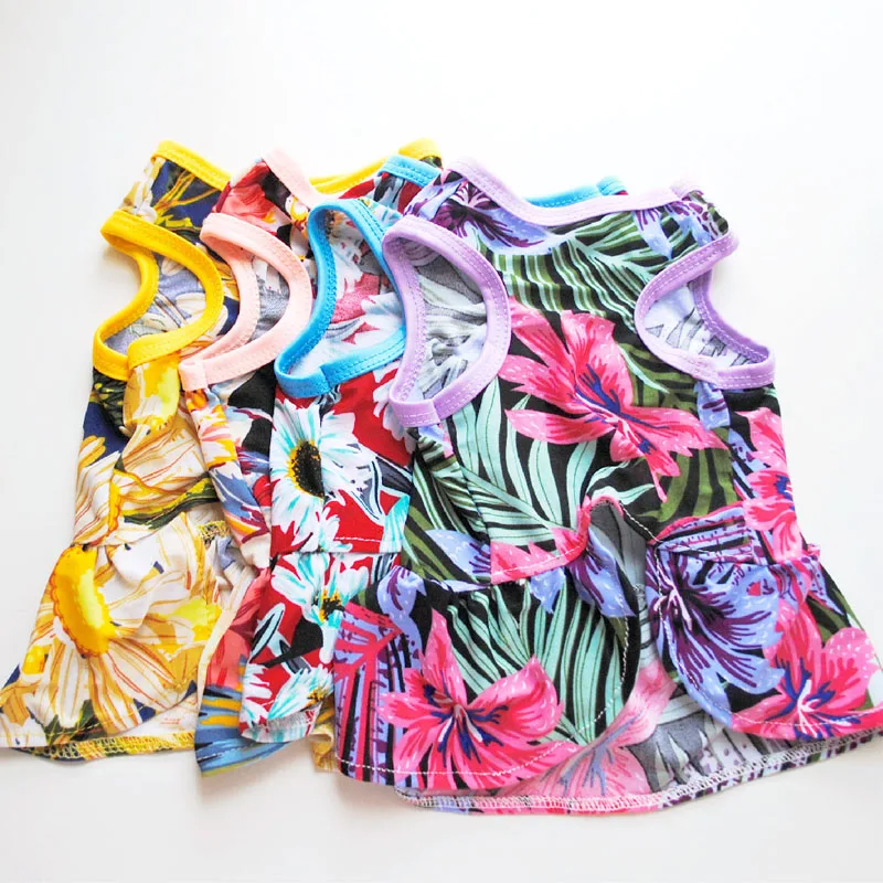 Ropa de verano para perros sin mangas con capucha floral - imagen 3