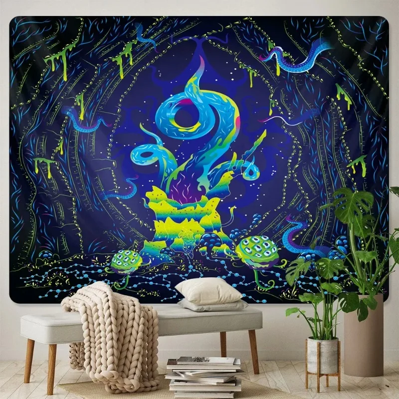 Mushroom psychedelic scene home decoration art tapestry hippie Posmian room decorative yoga cushion background cloth