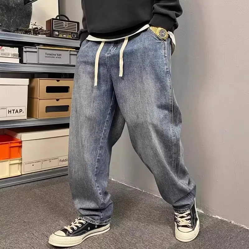 

Очень большие джинсовые брюки с талией 300, рабочая одежда, брюки-шаровары, свободные брюки для папы в американском стиле, модные брюки для папы