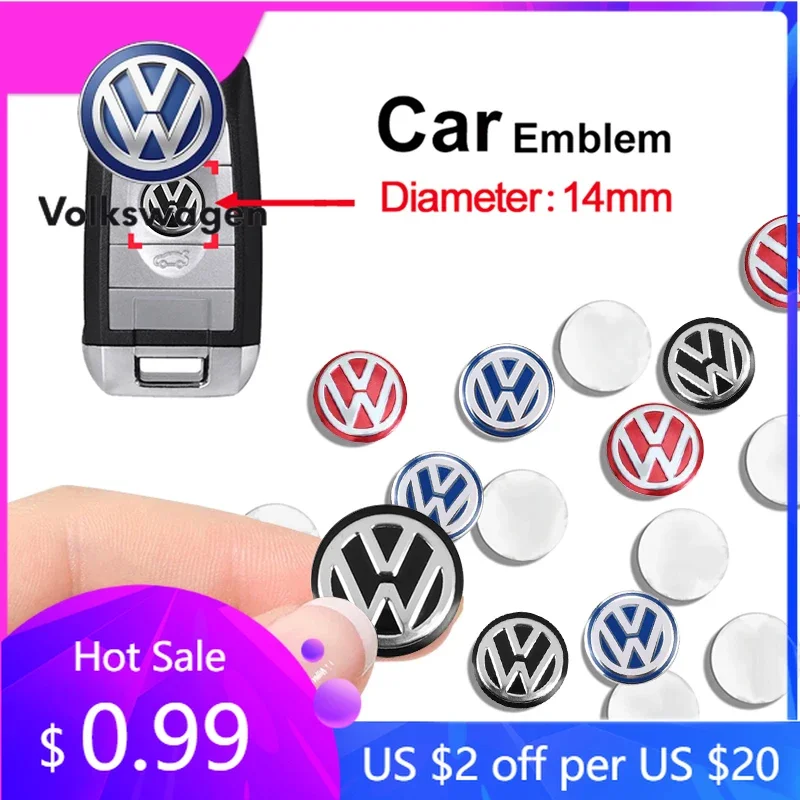 

For VW Volkswagen Jetta MK5 Golf 5/10Pcs 14mm Aluminium Metal Car Styling Remote Key Stickers For Volkswagen GTI R-Line R Polo G