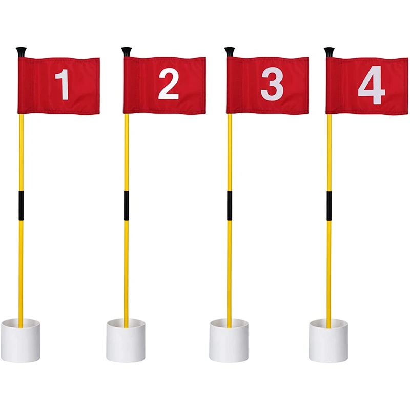 

New-Golf Flagsticks Mini, Putting Green Flag For Yard Golf Pin Flags Hole Cup Set, Fiberglass Portable 2-Section Design