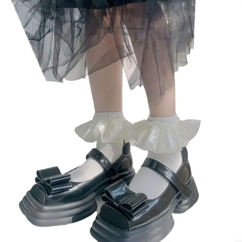 195E النساء لوليتا طاقم الجوارب القطنية الجوارب كشكش مكشكش الكاحل اللباس الجوارب الحلو العجل الجوارب الأميرات الجوارب