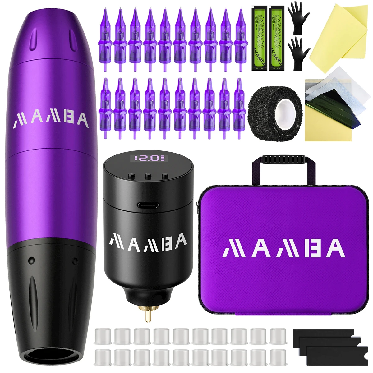 Wireless Tattoo Machine Kit High Power Tattoo Pen With 1350mAh MAMBA Tattoo Battery Tattoo Needle Permanent Makeup Tattoo Kit