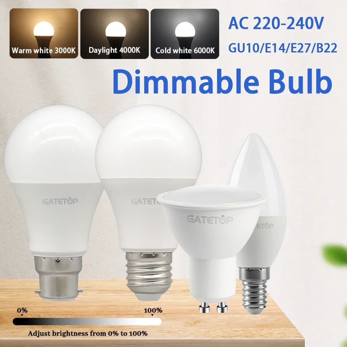 1-20PCS E14 E27 B22 GU10 LED Dimming Bulb Lamp Spot Candle Lamps 220V 5W 7W 10W in Accordance for 90% Dimmer Applications Month