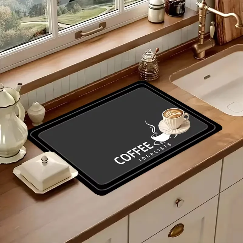Minimalistisch Gestaltete Kaffeemaschinen-Matte und Rutschfeste Küchenmatte mit Wasserbeständigkeit für Küche und Esszimmer