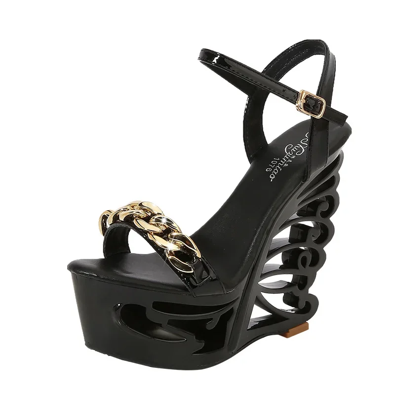 15cm Wome's Crystal Sandals Wedge Party Platform Heel Sandals Slippers Transparent Shaped Crystal Shoes Shoes Wedge sandals view 5