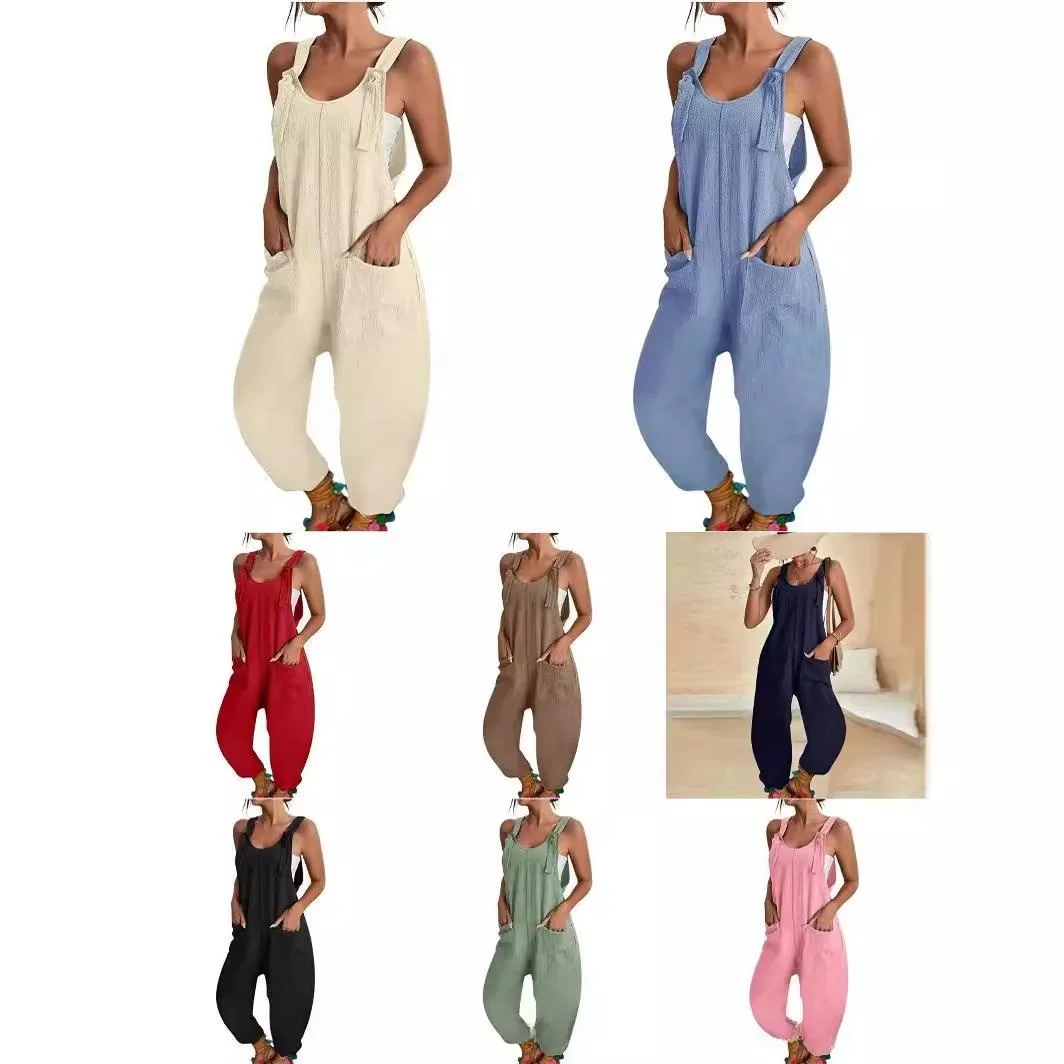 

Женский комбинезон с подтяжками и низкой талией, одежда из полиэфирного волокна с длинными ногами, весенний сезон, женский костюм Faion