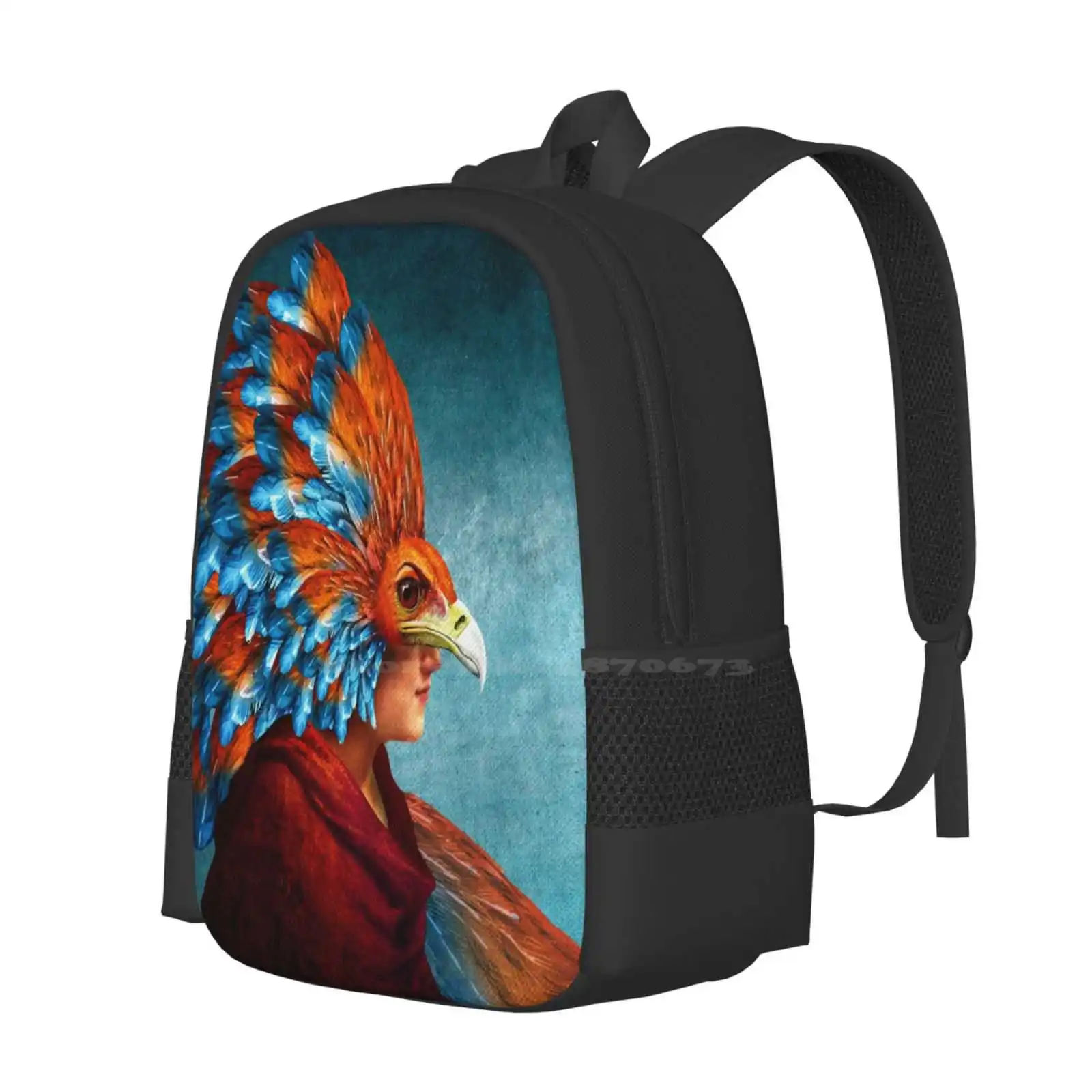 Free-Spirited Hot Sale Schoolbag Backpack Fashion Bags Dverissimo Bird Woman Whimsical Eccentric Free Spirited Beauty Fantasy