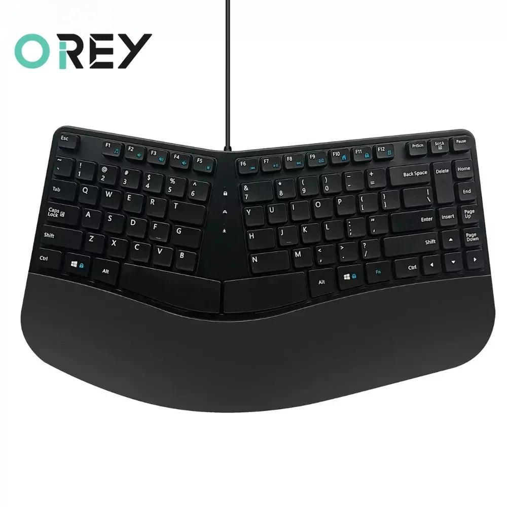 Wired USB Compact Ergonomic Keyboard - Split Keyboard with Cushioned Wrist and Palm Support, Compatible for PC & Windows XP/7/8/