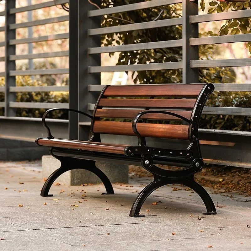 Park chair outdoor bench outdoor backrest strip stool community courtyard preservative wood plastic wood open-air leisure seat