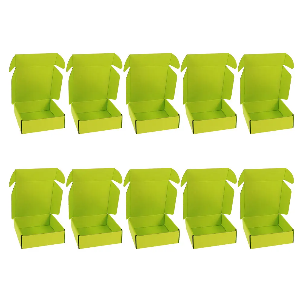 

10pcs Colorful Corrugated Packaging Boxes No Tape Glue Easy Assembly Lightweight Storage Transport Boxes For Mailing