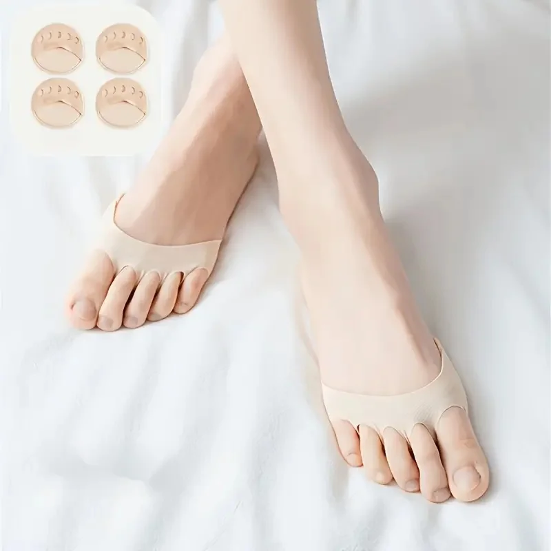 10-Pair Invisible Comfort Socks with Breatheable Pad & Non-Slip Support | Toe Separators for Heels & Boots
