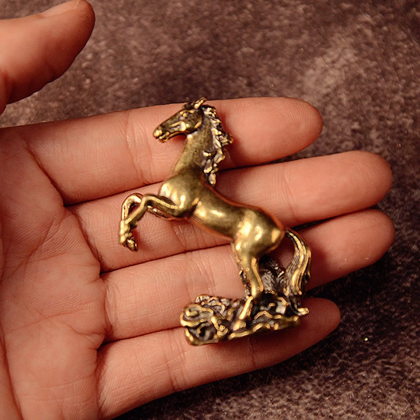 Miniature Horse Figurine Ornament Collectible Horse Ornament Copper Horse Statue Bronze for Home Cabinet Table Living Room Gift