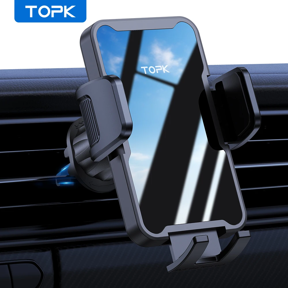 TOPK Universal-Telefonhalter für Lüftungsschlitze für Auto – verstellbarer Clip mit 360°-Grad-Design °   Rotation, passend für alle iPhones und Android-Telefone (4"-7")