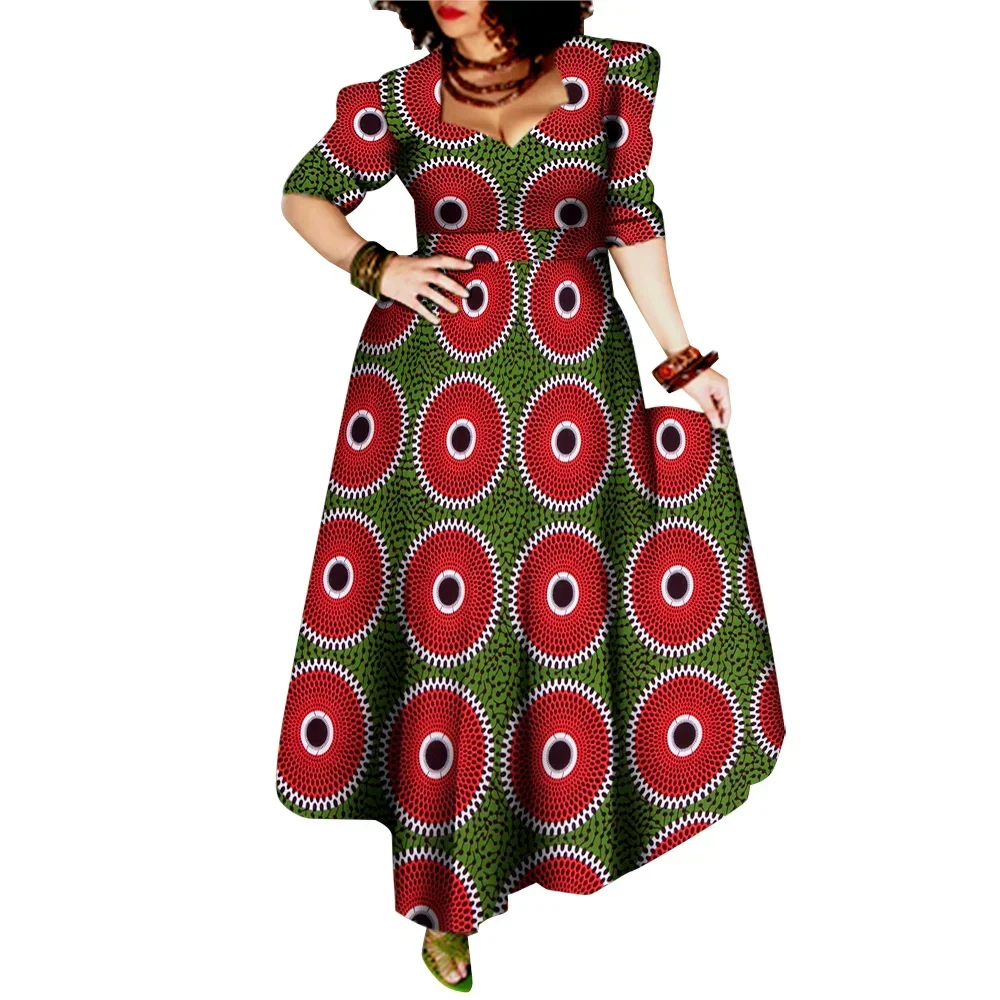 African Style Dresses for Women Elegant Evening Gowns African Party Dress Maxi Ankara Floral Printed Robe Africaine Femme WY092