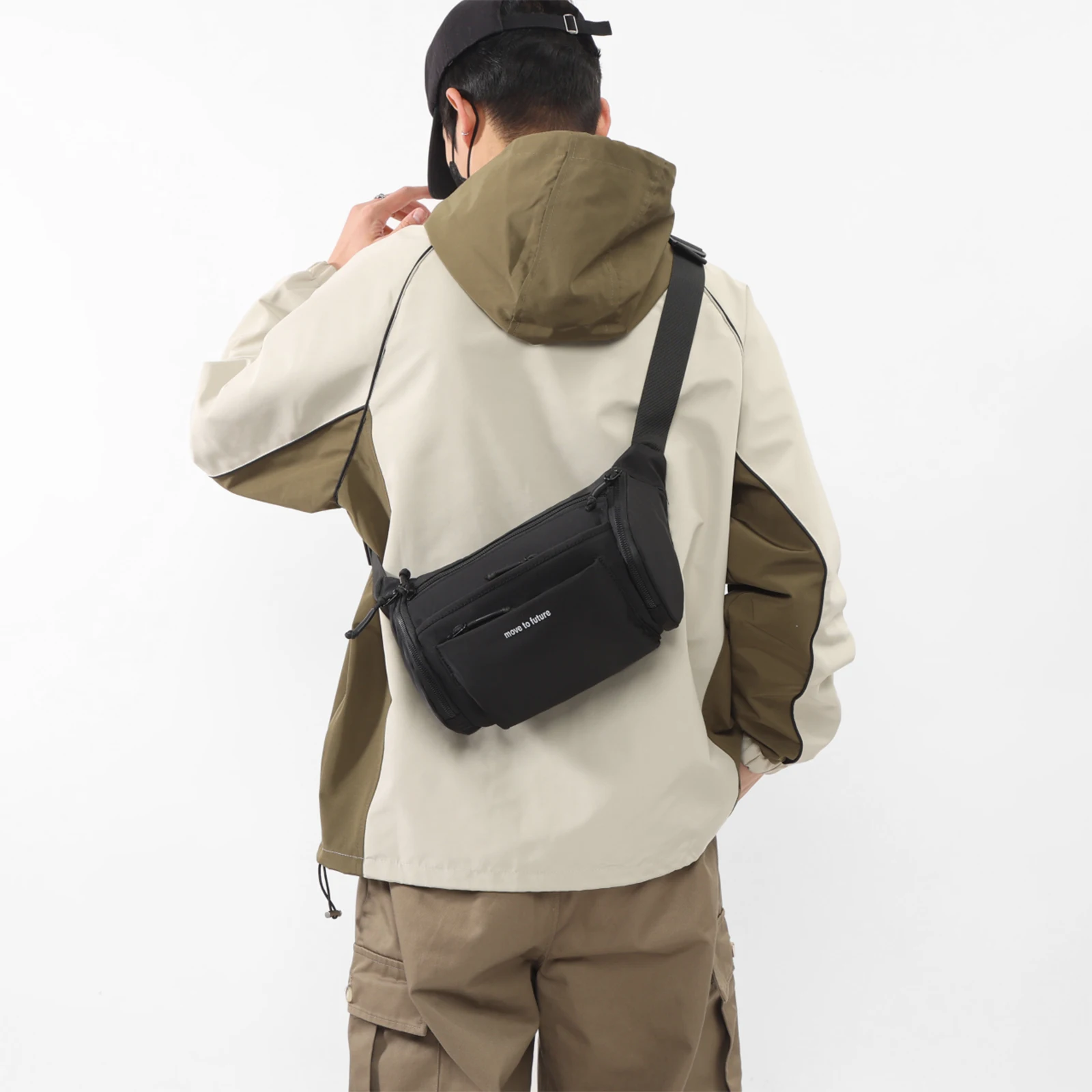 Sling Bag for Men Barrel Shape Waterproof Lightweight Shoulder Side Crossbody Chest Bag for Daily Use Travel Hiking Work Camping