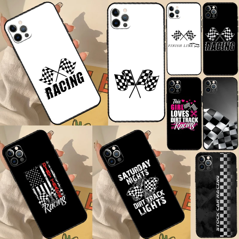 Karierte Flagge, Rennwagen-Hülle für Honor Magic 7 5 6 Lite, Abdeckung für Honor 400 200 Pro 90 70 50 X9 X8a X8b X9a X9b X9c