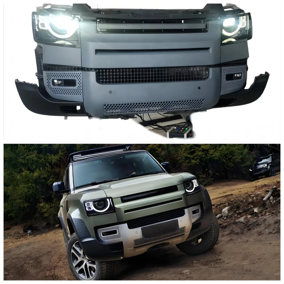 Suitable for Land Rover Defender 3.0 Front End Combined Bumper Grille Headlight Radiator Fan
