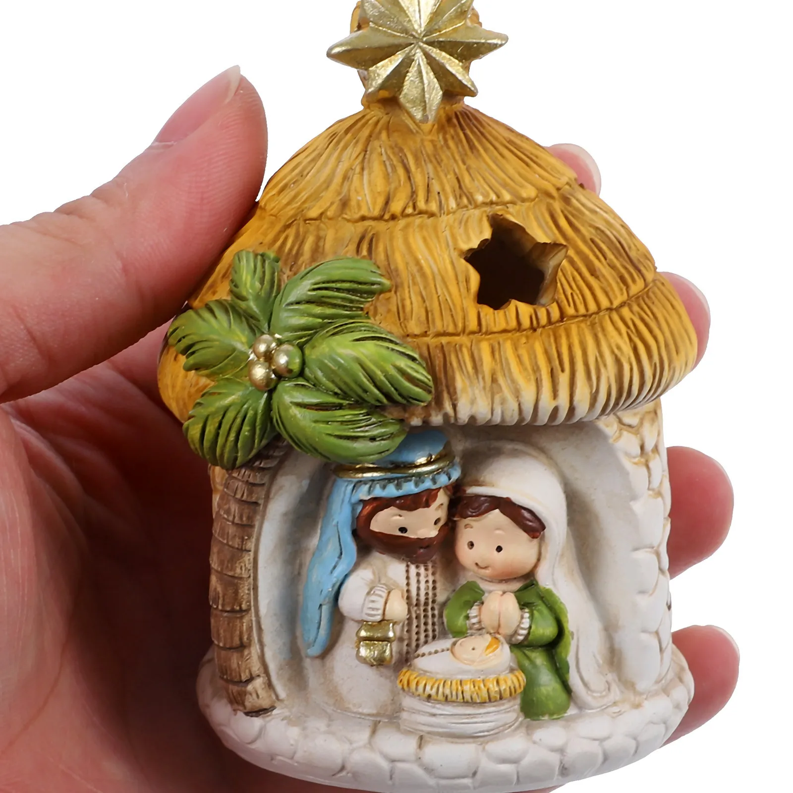 

Resin Religious Scene Ornament Christmas Nativity Jesus Birth Decoration Resin Christian Christmas Ornament Jesus Statue