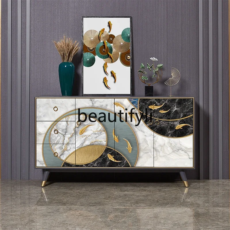 

Light luxury entrance cabinet, five buckets storage living room entrance cabinet, solid wood bucket cabinet, locker