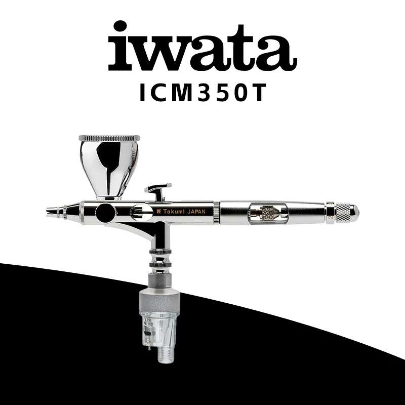 Anest Iwata Custom Micron ICM-350T Airbrush 0.18mm Gravity Feed Dual Action Precision Spray Gun for Model Detail Art Makeup Nail