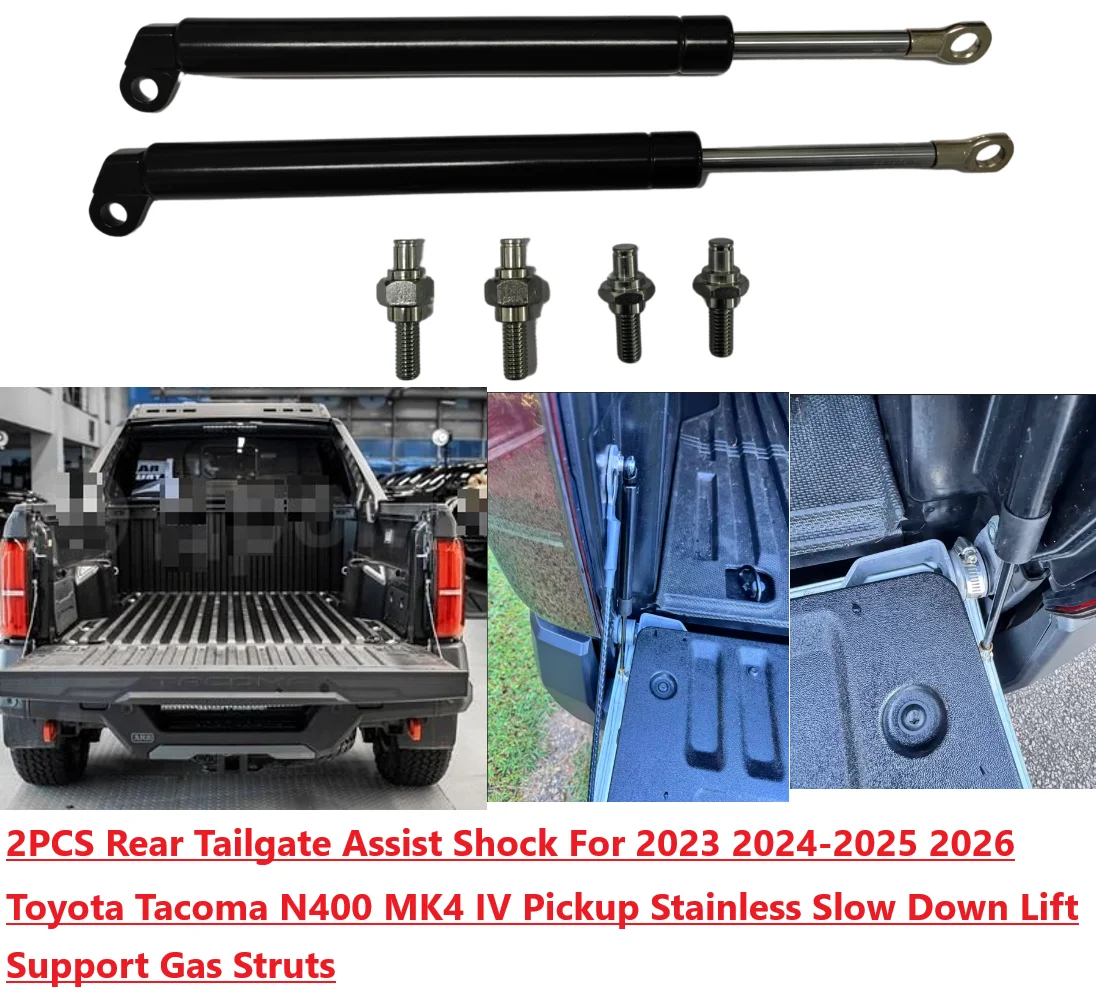 

2PC Rear Tailgate Assist Shock For 2023-25 2026 Toyota Tacoma N400 MK4 Pickup Stainless Slow Down Lift Support Gas Struts Damper
