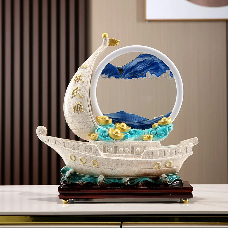 Sailing ornament entrance decoration quicksand painting living room boss desk wine cabinet housewarming new home gift