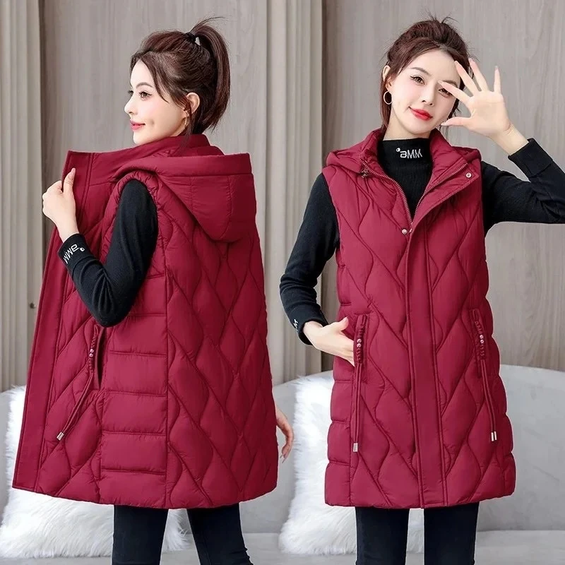

Большой размер 5XL, женский хлопковый жилет, пальто, осень-зима, длинный пуховый хлопковый жилет, куртка, женский толстый жилет без рукавов, верхняя одежда