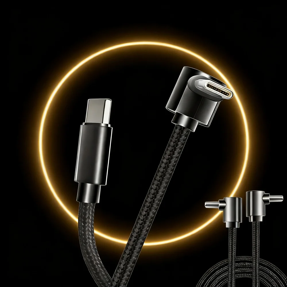 60W 90 Degree Elbow USB C To USB C PD Cable Type C Data Cable Nylon Braided Line for iPhone 17 Pro Samsung Fast Charging Cords