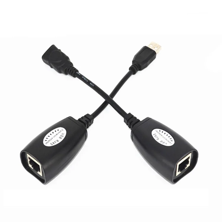 1 Pair USB to RJ45 LAN Ethernet Extension Cable Adapter 50M Distance Extender Converter Over Cat5E/6 Cord Computer Accessories