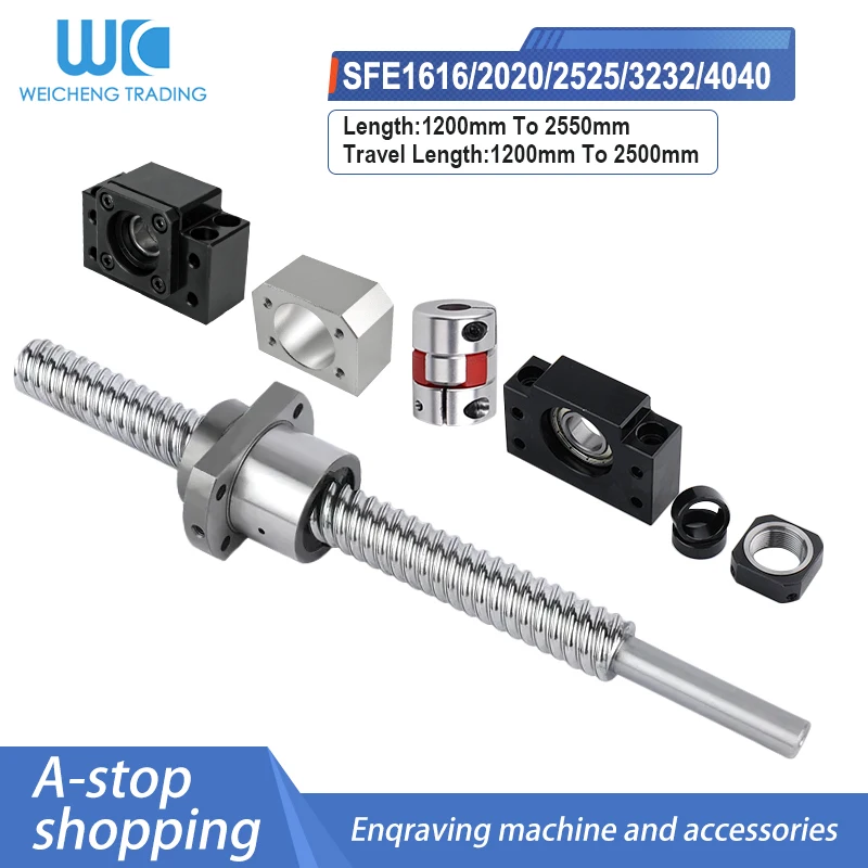 1PC High-Precision Ball Screw Set Large lead SFE1616/2020/2525/3232/4040 Both Ends are Processed+BKBF12/15/20/25/30+BSG+Coupler