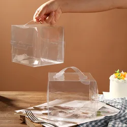Transparent Cake Box with Handle Various Size Clear Square Cupcake Boxes Dessert Packaging Boxes Wedding Birthday Party Supplies