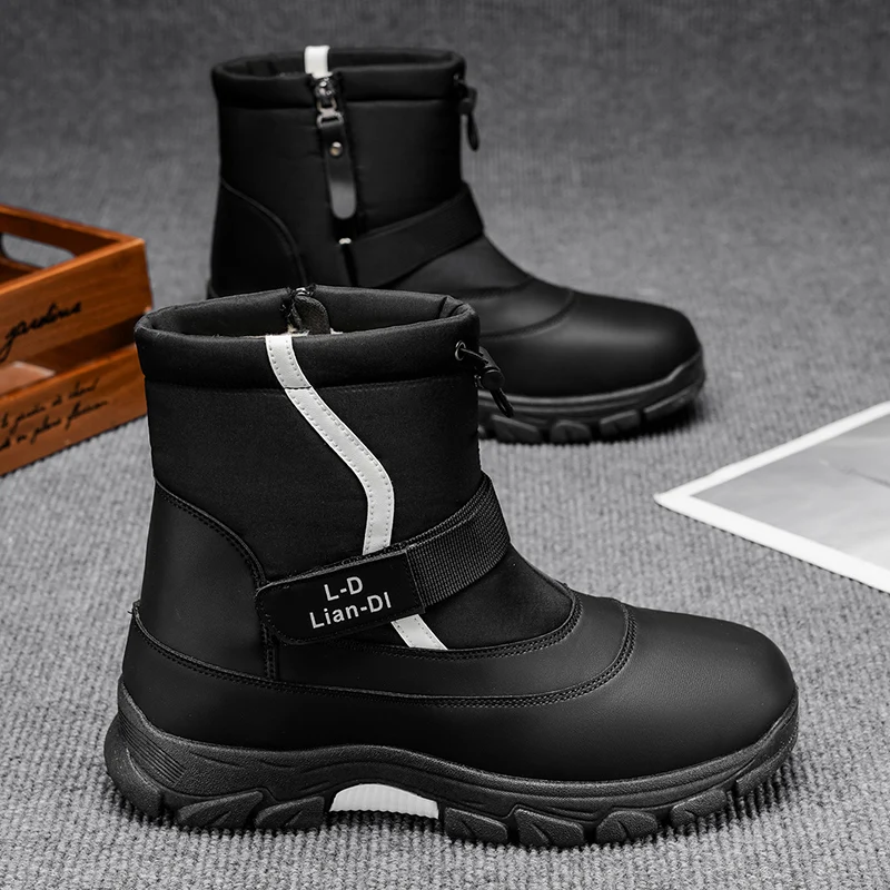 أحذية شتوية جديدة سميكة من القطن للرجال على الطراز البريطاني أحذية الثلوج الدافئة للرجال أحذية رجالية عالية الجودة في الهواء الطلق #3