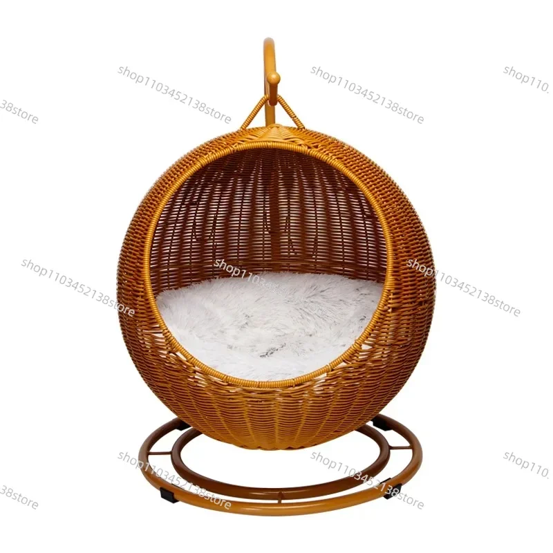 

Cat and Dog Kennel Rattan Pet Products Summer Pet Kennel Cool Kennel Hanging Cat Basket Four Seasons Universal Pet Mat