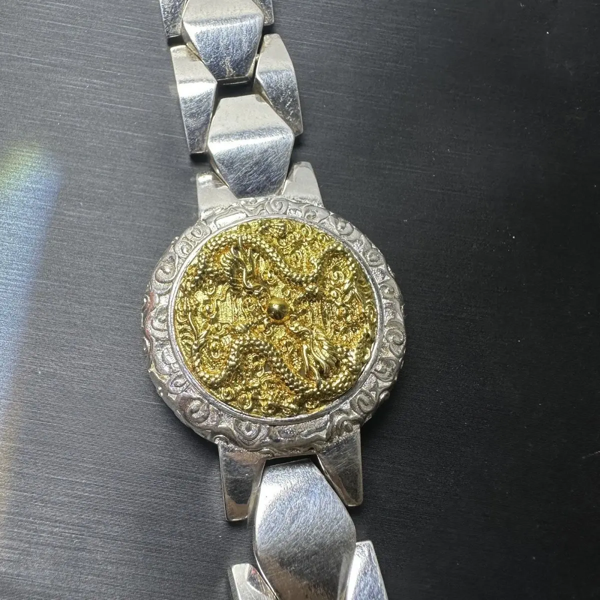 Bracelet Dragon en Argent Tibétain S925 Fait Main, Bijou pour Homme en Argent Miao, Zodiaque, Attire la Chance et la Richesse