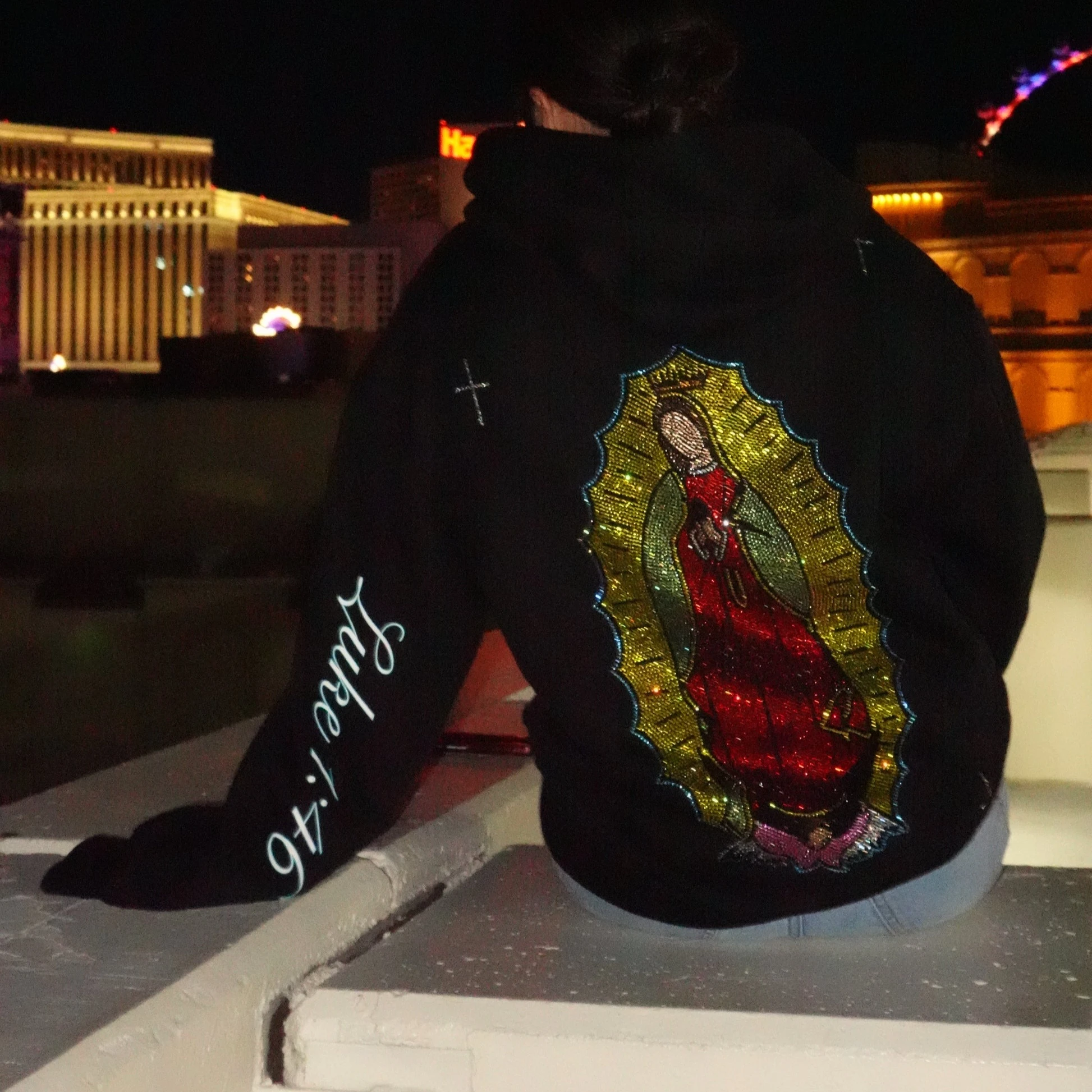 Virgencita Zip Up Hoodies Sequin Pattern Women Streetwear Y2k Tops Sweatshirt Hoodie Harajuku Grunge Goth Women Clothing