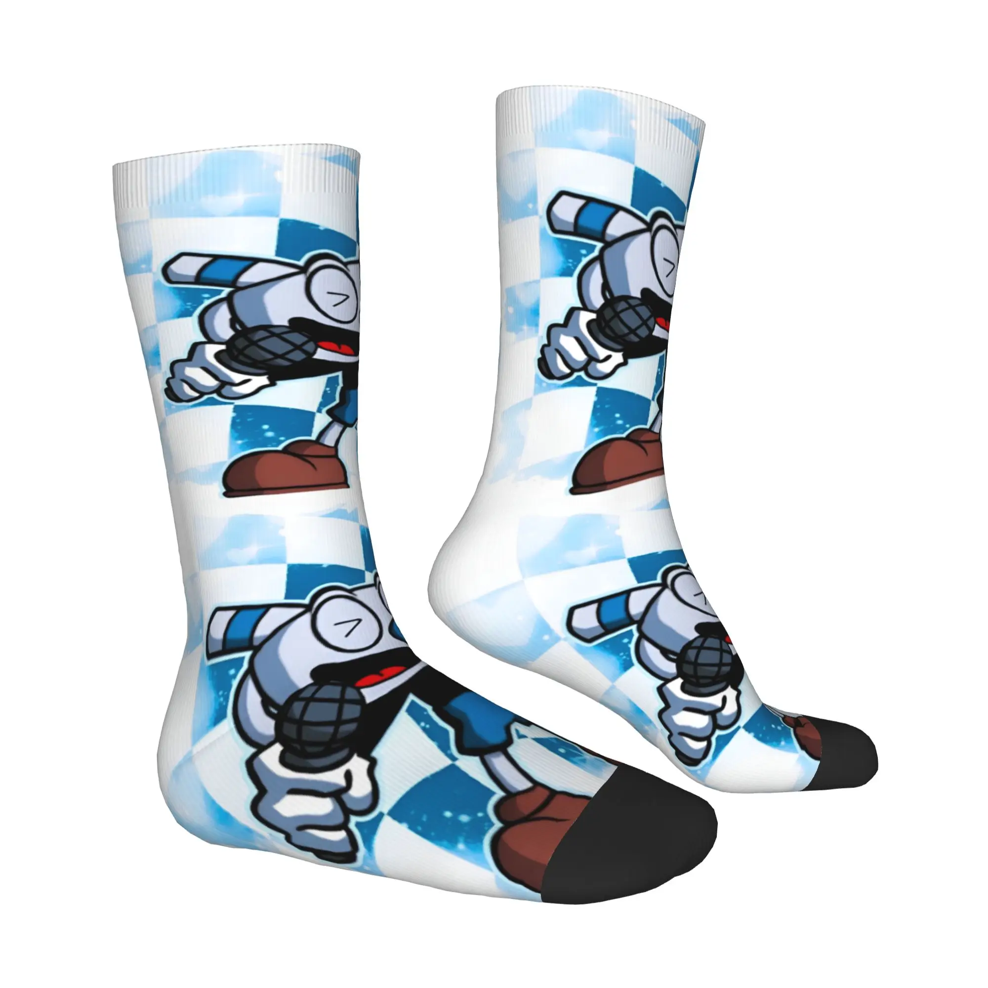 Custom Cuphead And Mugman Mens Crew Socks Unisex Kawaii Anime Game Spring Summer Autumn Winter Dress Socks view 4