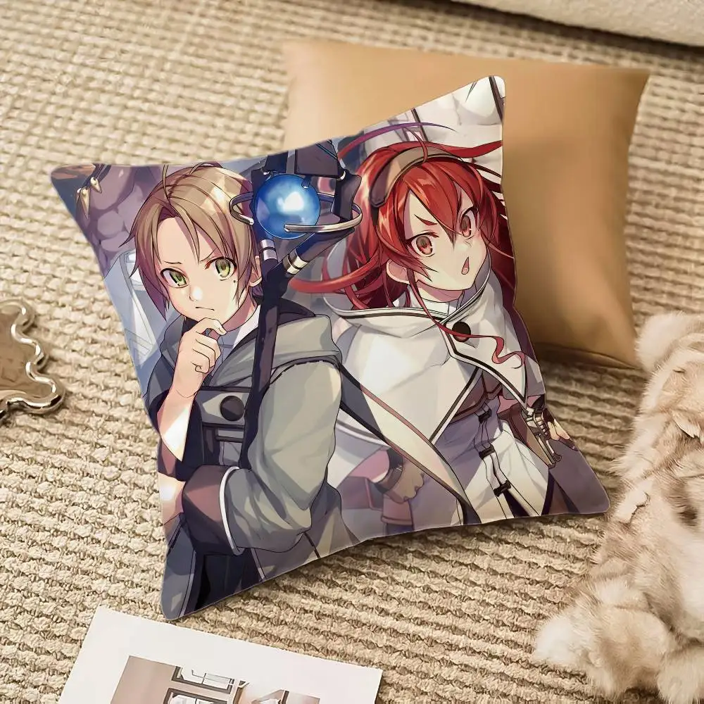 Funda de almohada Anime M-Mushoku Tensei, sofá cama con cremallera Invisible antipolvo